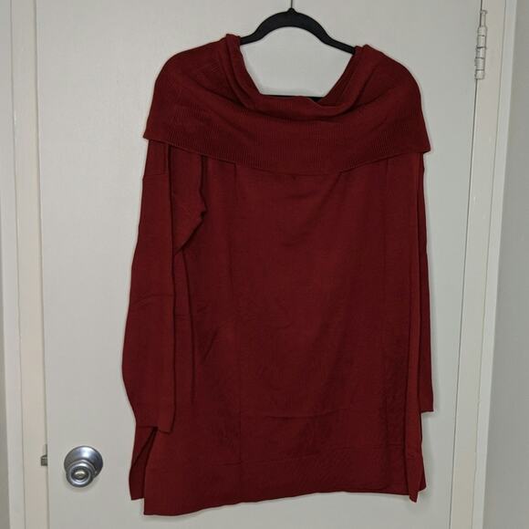 Caslon (Nordstrom) Side Slit Cowl Neck Tunic Sweater in Burgundy XXL NWT - Picture 4 of 8